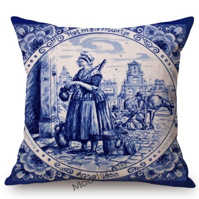 Poszewka na poduszkę - Delft niebieski holenderski wzór pamiątka artystyczna - Wianko - 5