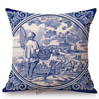 Poszewka na poduszkę - Delft niebieski holenderski wzór pamiątka artystyczna - Wianko - 12