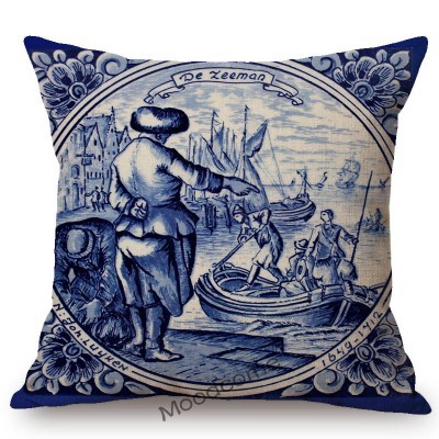 Poszewka na poduszkę - Delft niebieski holenderski wzór pamiątka artystyczna - Wianko - 6