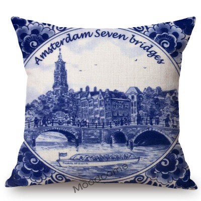 Poszewka na poduszkę - Delft niebieski holenderski wzór pamiątka artystyczna - Wianko - 7