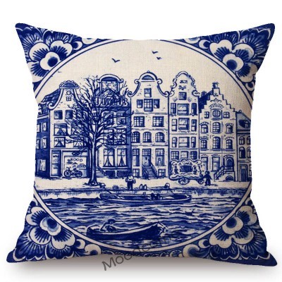 Poszewka na poduszkę - Delft niebieski holenderski wzór pamiątka artystyczna - Wianko - 18