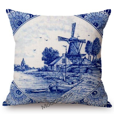 Poszewka na poduszkę - Delft niebieski holenderski wzór pamiątka artystyczna - Wianko - 4