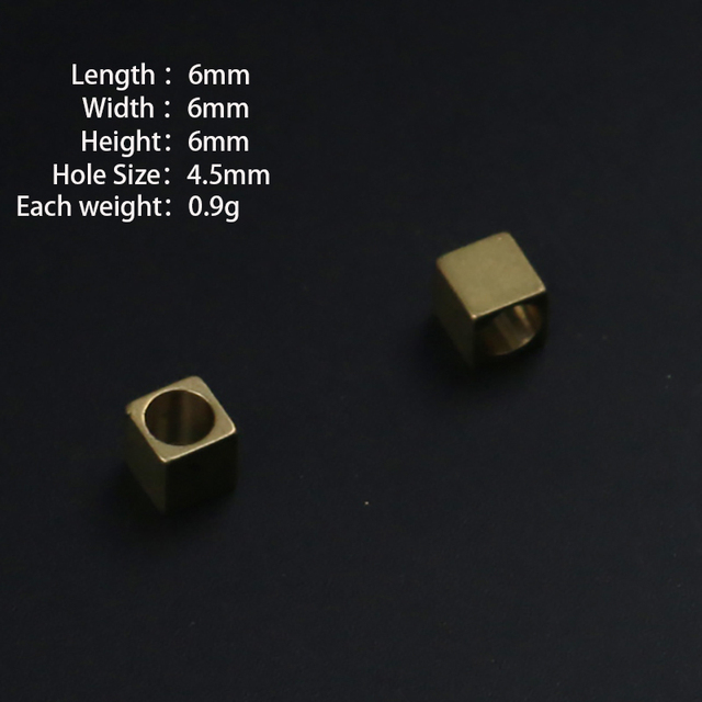 Wisiorek kwadratowy mosiądz 6x6x6 mm z dużym otworem, idealny do tworzenia bransoletek i zawieszek - Wianko - 17