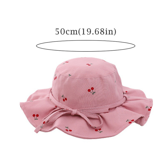 Słodkie, dziecięce kapelusze wiśniowe z nadrukiem, typu Bucket z kokardką, idealne na plażę - Wianko - 1