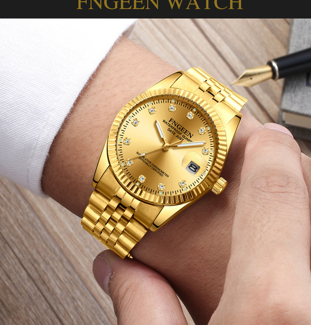 Najwyższej jakości męski zegarek wodoodporny, moda diamentowy, kwarcowy Erkek Kol Saati, biznesowy zegarek na rękę - Wianko - 3