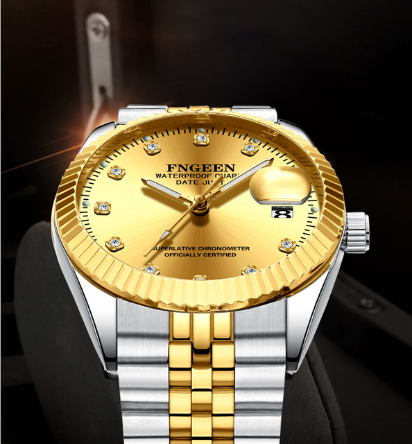 Najwyższej jakości męski zegarek wodoodporny, moda diamentowy, kwarcowy Erkek Kol Saati, biznesowy zegarek na rękę - Wianko - 4