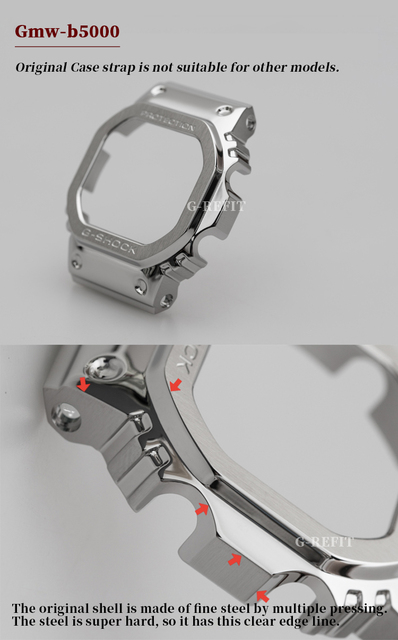 Koperta zegarka ze stali nierdzewnej 316L G-remont GMW-B5000 DW5000 2020 - czarny srebrzysty - Wianko - 5