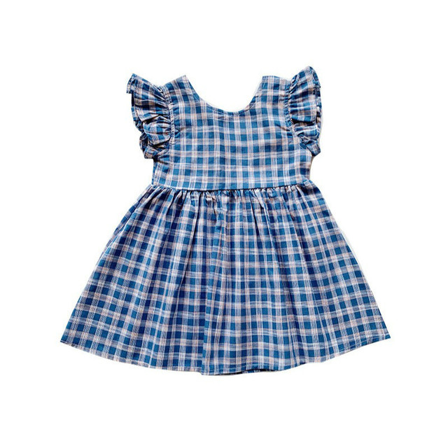 Letnia sukienka dla dziewczynki Casual Dress 2020 w kratkę - idylliczny, bawełniany, oddychający, z odsłoniętymi plecami i seksownym fasonem księżniczki - Wianko - 3