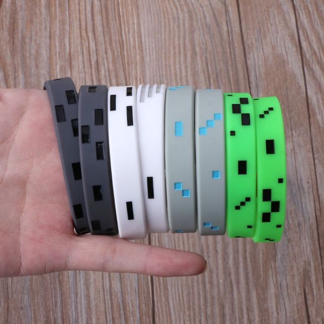 Sześć sztuk bransoletek silikonowych Pixelated Miner o stylu Craftingu w kolorze pikselowym - Wianko - 2