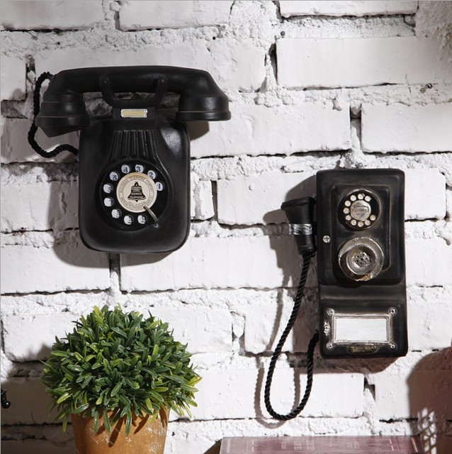 Vintage model telefonu do zawieszenia na ścianie, inspirowany amerykańską modą Loft, idealny do dekoracji salonu, kreatywnej kawiarni i wnętrz (ZM902) - Wianko - 2