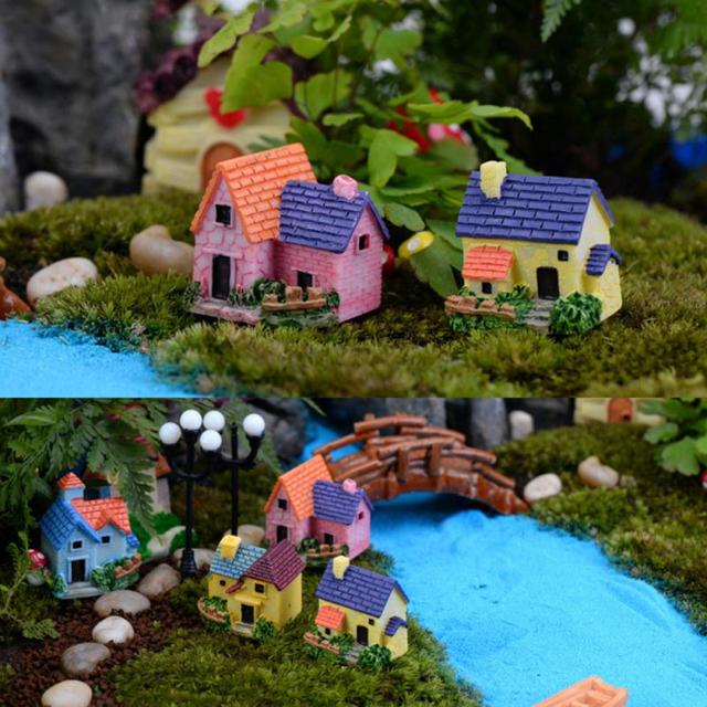 Mini miniaturowy domek z żywicy do domowej dekoracji - śliczny model DIY ogrodniczy krajobraz - Wianko - 3