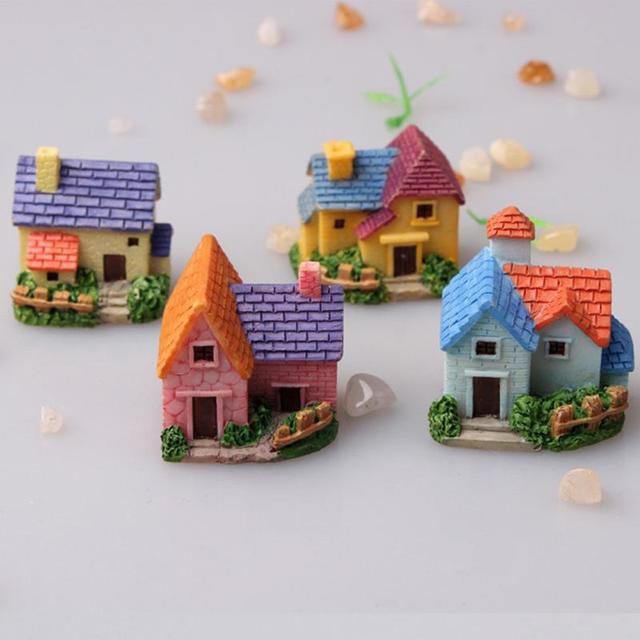 Mini miniaturowy domek z żywicy do domowej dekoracji - śliczny model DIY ogrodniczy krajobraz - Wianko - 5
