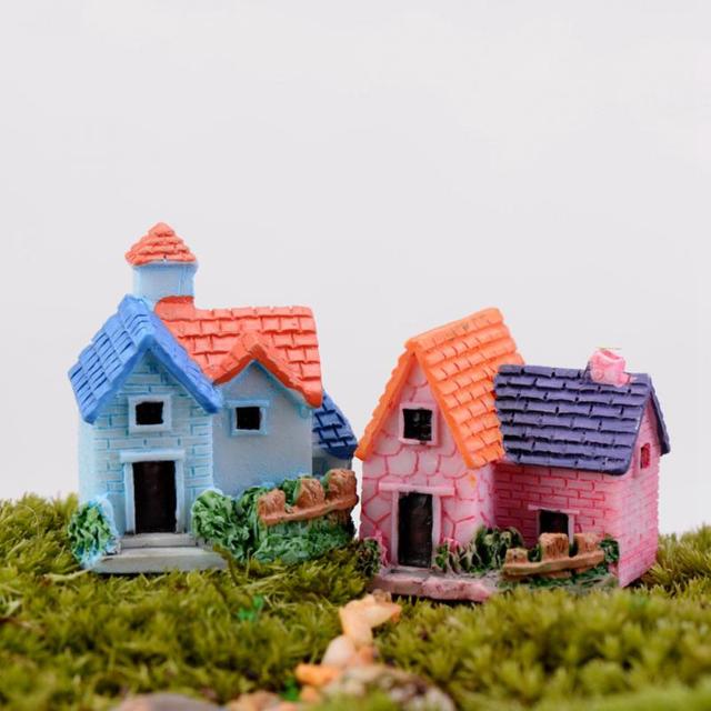 Mini miniaturowy domek z żywicy do domowej dekoracji - śliczny model DIY ogrodniczy krajobraz - Wianko - 1