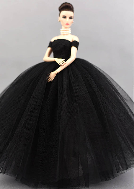 Sukienka ślubna czarno-biała dla Barbie - sztuka, dla ubranek lalek i akcesoriów do domku - Wianko - 18