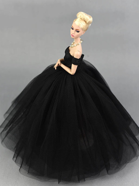 Sukienka ślubna czarno-biała dla Barbie - sztuka, dla ubranek lalek i akcesoriów do domku - Wianko - 17