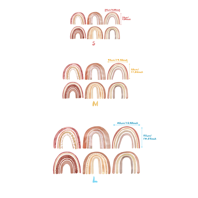Tęcza naklejka ścienno-dekoracyjna dla dzieci - wielka akwarela brązowa do przedszkola i pokoju dziecięcego - Wianko - 3