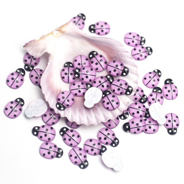 Piękna fioletowa żywica biedronka do ozdabiania odzieży i dekoracji domu, 9x13 mm, płaski powrót, 30/100 szt - Wianko - 6