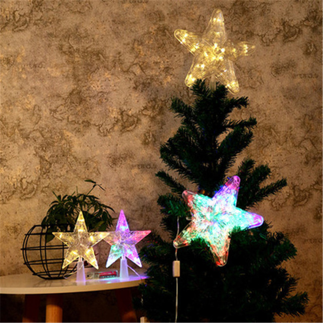 Gwiazda świetlna LED na szczyt choinki bożonarodzeniowej - dekoracyjne światło zasilane baterią - Wianko - 1