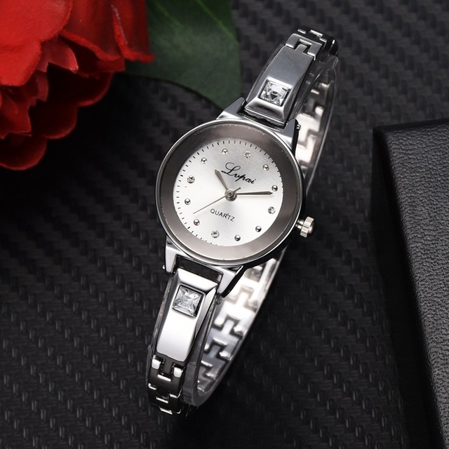 Zegarek damski marki Lvpai z bransoletką, różowe złoto, kwarc, sukienkowy, ozdobiony rhinestone, Montre Femme - Wianko - 7