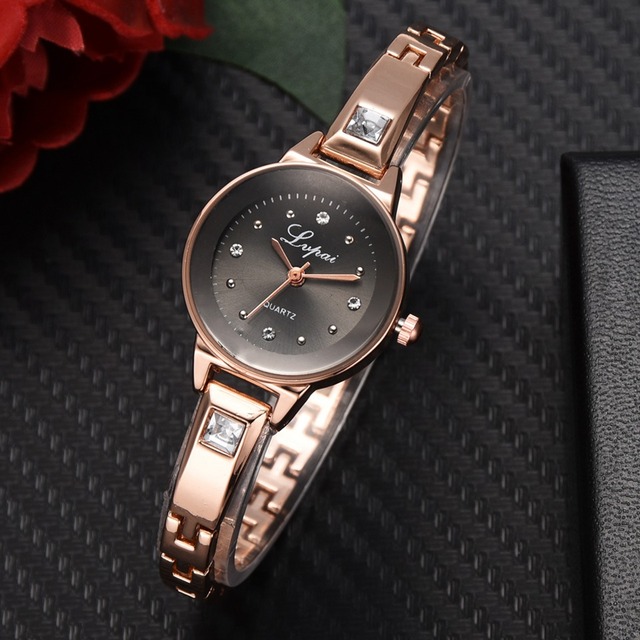Zegarek damski marki Lvpai z bransoletką, różowe złoto, kwarc, sukienkowy, ozdobiony rhinestone, Montre Femme - Wianko - 9