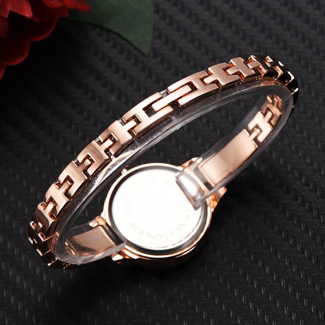 Zegarek damski marki Lvpai z bransoletką, różowe złoto, kwarc, sukienkowy, ozdobiony rhinestone, Montre Femme - Wianko - 10
