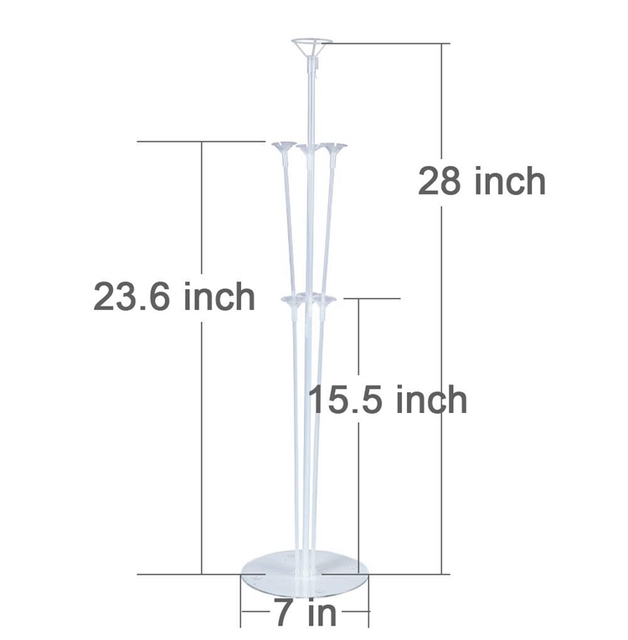 Balon stojak uchwyt akcesoria dekoracje na imprezę urodzinową dzieci chłopiec dziewczyna dorosły mężczyzna kobieta ślub 7 tubek - Zestaw 2x (30, 40, 50) - Wianko - 6