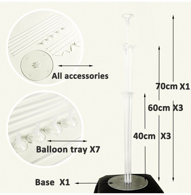 Balon stojak uchwyt akcesoria dekoracje na imprezę urodzinową dzieci chłopiec dziewczyna dorosły mężczyzna kobieta ślub 7 tubek - Zestaw 2x (30, 40, 50) - Wianko - 4