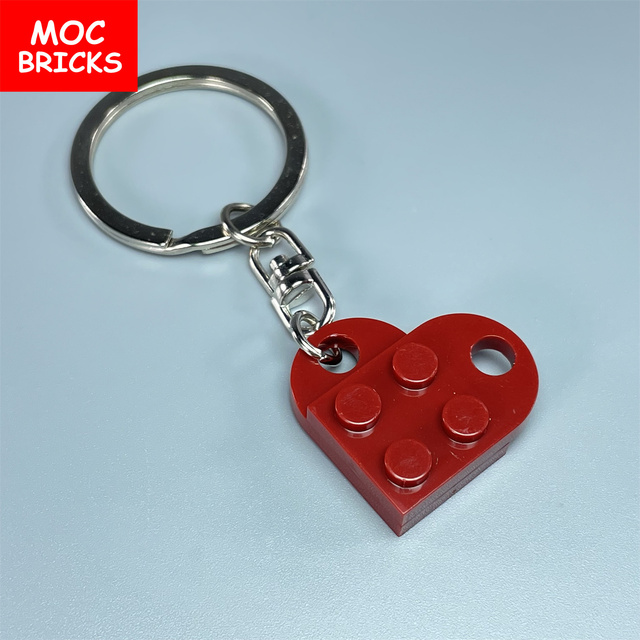 Klocki MOC Bricks - Breloczek do kluczy w kształcie serca (2x3 talerze z otworem 3176) - Miłość, urok i edukacja w zabawce - Wianko - 3