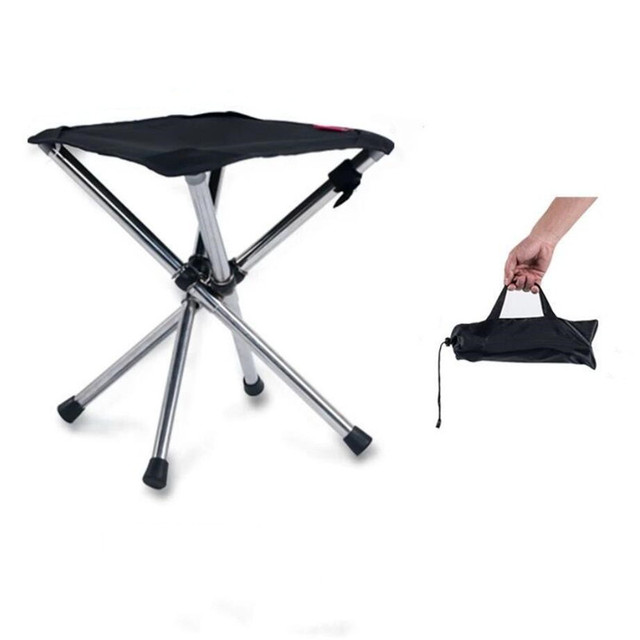 Nowa składana ławka ze stali nierdzewnej - przenośne krzesło do campingowania i wędkarstwa - Wianko - 2