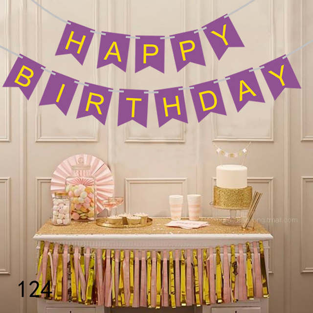 Baner urodzinowy - chorągiewki, papierowe garlandy i flagi dla chłopców i dziewczyn na baby shower oraz 30. i 50. urodziny - Wianko - 3