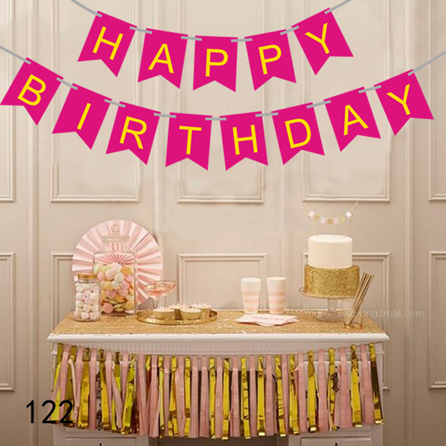 Baner urodzinowy - chorągiewki, papierowe garlandy i flagi dla chłopców i dziewczyn na baby shower oraz 30. i 50. urodziny - Wianko - 5