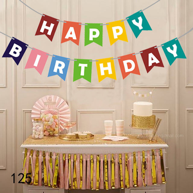 Baner urodzinowy - chorągiewki, papierowe garlandy i flagi dla chłopców i dziewczyn na baby shower oraz 30. i 50. urodziny - Wianko - 2