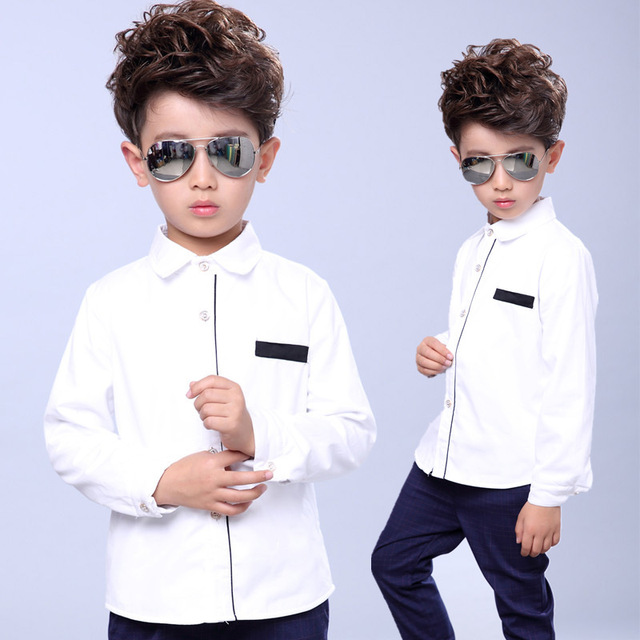 Biała chłopięca koszula szkolna z krótkim rękawem marki Wiosna - bawełniane ubranie dla chłopców w wieku nastoletnim - koszula ślubna S26 - Wianko - 5