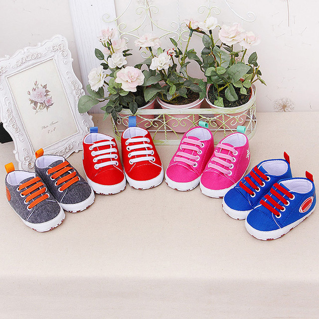 Noworodek dziewczęcy miękkie buty Canva Sneaker - antypoślizgowe mieszkania, lato/jesień, 3-18 miesięcy - Wianko - 1