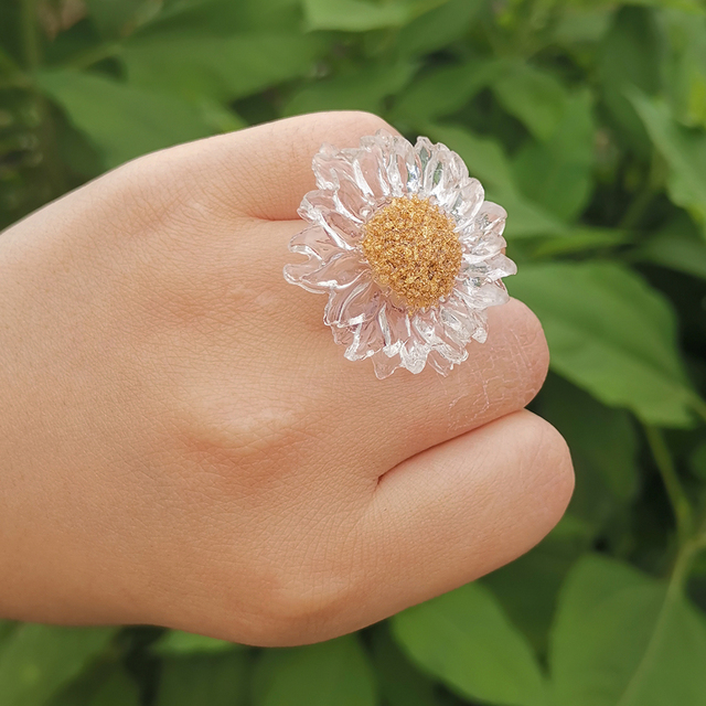 Akrylowy pierścień Daisy świeże i słodkie lato, model Trendy Ins, biżuteria świadcząca o osobowości - Wianko - 27