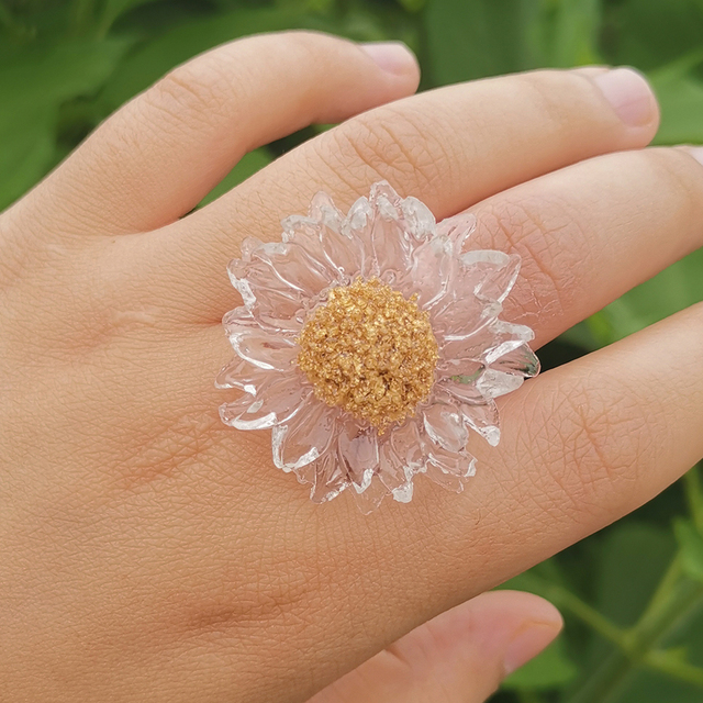 Akrylowy pierścień Daisy świeże i słodkie lato, model Trendy Ins, biżuteria świadcząca o osobowości - Wianko - 26