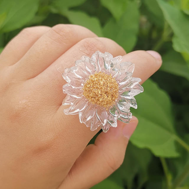 Akrylowy pierścień Daisy świeże i słodkie lato, model Trendy Ins, biżuteria świadcząca o osobowości - Wianko - 25