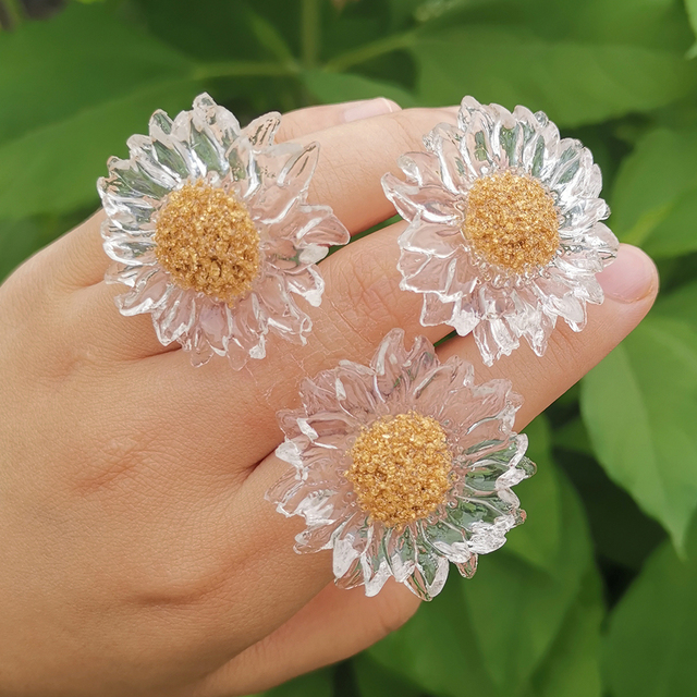 Akrylowy pierścień Daisy świeże i słodkie lato, model Trendy Ins, biżuteria świadcząca o osobowości - Wianko - 23