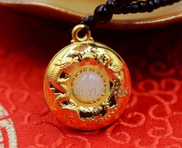 Wisiorek Chiński Smok Feniks ze szczęśliwym wisiorkiem HeTian Jade + 18K czyste złoto i bezpłatny certyfikat biżuterii - Wianko - 2