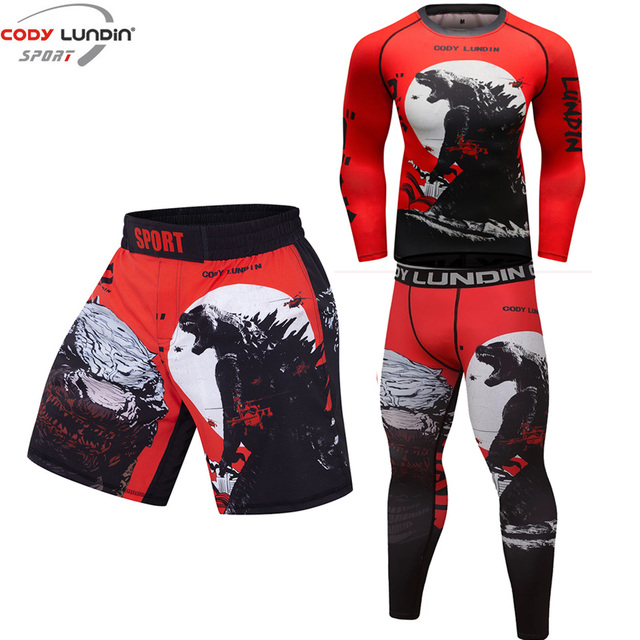 Kompresyjne męskie garnitury sportowe - szybkie suche koszulki bokserskie MMA Rashguard - Wianko - 23