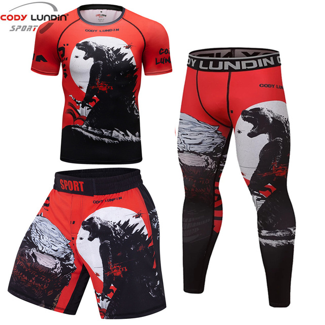 Kompresyjne męskie garnitury sportowe - szybkie suche koszulki bokserskie MMA Rashguard - Wianko - 22