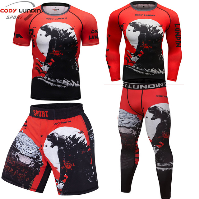 Kompresyjne męskie garnitury sportowe - szybkie suche koszulki bokserskie MMA Rashguard - Wianko - 21