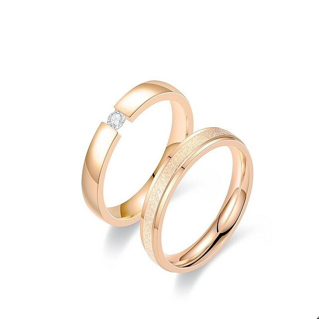 Obrączka ślubna - Koreański pierścień ze stali nierdzewnej, prosta stal tytanowa, matowy, cyrkon, dla pary, nowa biżuteria - Wianko - 5
