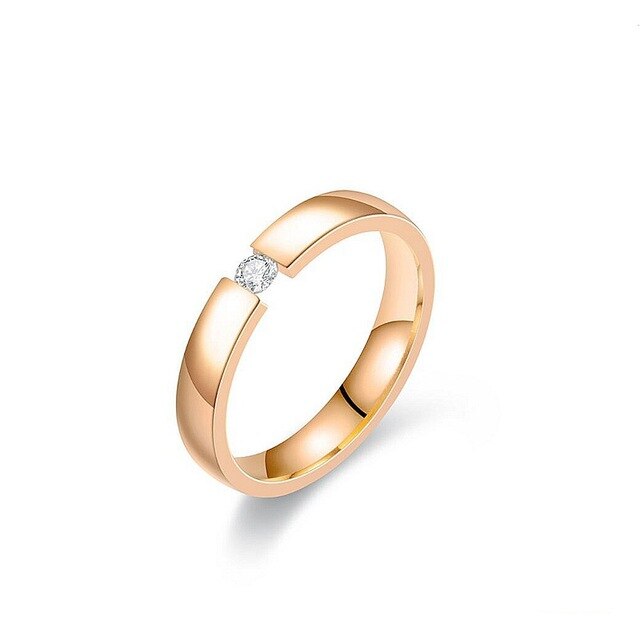 Obrączka ślubna - Koreański pierścień ze stali nierdzewnej, prosta stal tytanowa, matowy, cyrkon, dla pary, nowa biżuteria - Wianko - 3