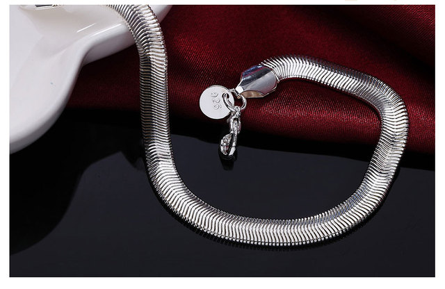 Bransoletka DOTEFFIL 925 Sterling Silver 6mm Side Snake Chain - biżuteria ze srebra dla kobiet na wesele i zaręczyny - Wianko - 5