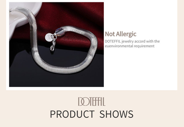 Bransoletka DOTEFFIL 925 Sterling Silver 6mm Side Snake Chain - biżuteria ze srebra dla kobiet na wesele i zaręczyny - Wianko - 3