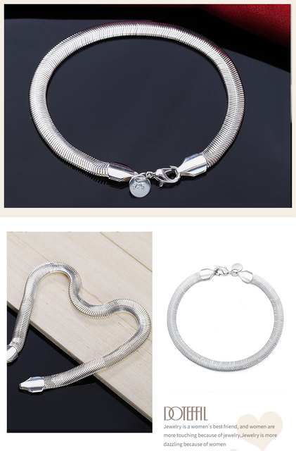 Bransoletka DOTEFFIL 925 Sterling Silver 6mm Side Snake Chain - biżuteria ze srebra dla kobiet na wesele i zaręczyny - Wianko - 4