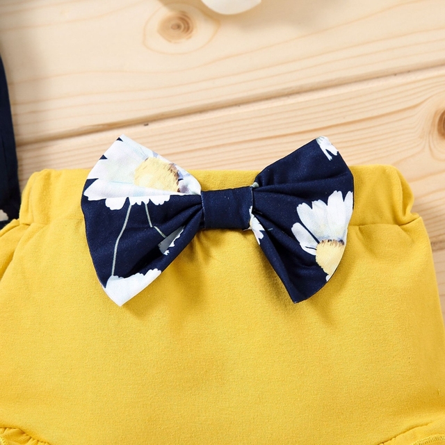 Zestaw ubrań noworodka dla dziewczynki: Romper z krótkim rękawem kwiatowy Print + spodenki + pałąk - Wianko - 12