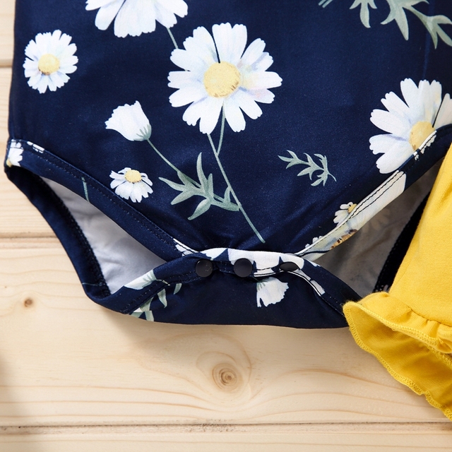 Zestaw ubrań noworodka dla dziewczynki: Romper z krótkim rękawem kwiatowy Print + spodenki + pałąk - Wianko - 10