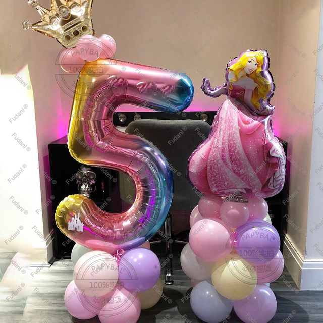 Disney balony korona księżniczka - zestaw 35 sztuk, foliowy balon o średnicy 32 cali, dla dzieci w wieku 1-9 lat, idealny do dekoracji przyjęcia urodzinowego, baby shower, chrztu - Wianko - 1